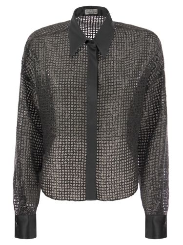 Silk Dazzling Net Embroidery Shirt - Brunello Cucinelli - Modalova