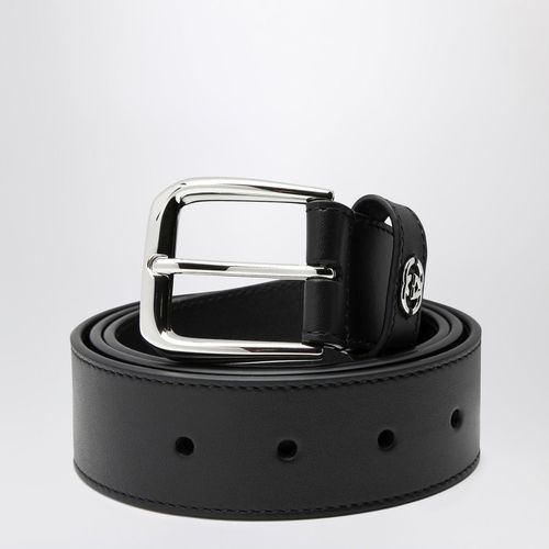 Leather Belt With Gg Crossover Detail - Gucci - Modalova