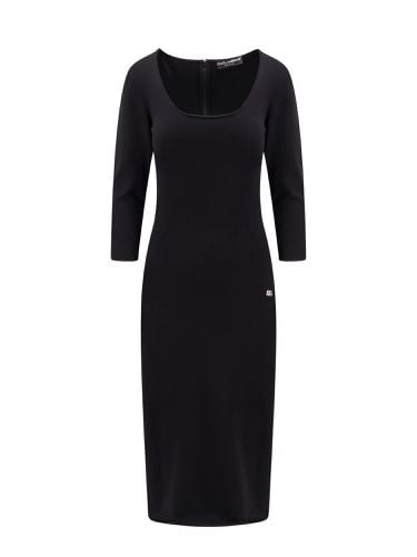 Logo Plaque Scoop Neck Midi Dress - Dolce & Gabbana - Modalova