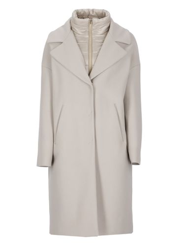 Padded-collar Single-breasted Long Sleeved Coat - Herno - Modalova