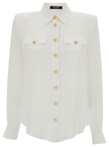 Pkts Crepe De Chine Buttoned Shirt - Balmain - Modalova