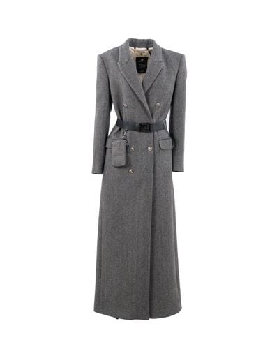 Utility Belt Double-breasted Coat - Elisabetta Franchi - Modalova