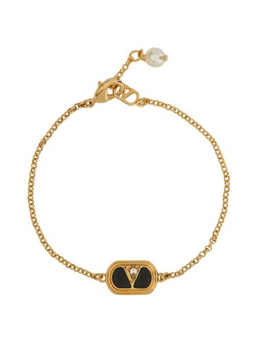 Metal, Enamel, Crystal And Swarovski Pearl ovalette Bracelet - Valentino Garavani - Modalova