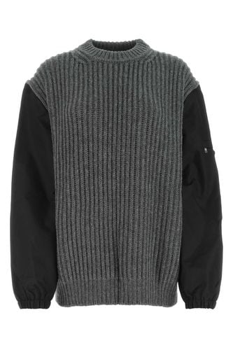 Dark Grey Wool Blend Oversize Sweater - Prada - Modalova