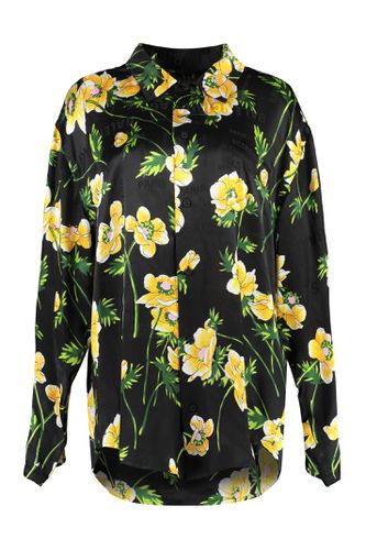 Silk Shirt With Floral Pattern - Balenciaga - Modalova