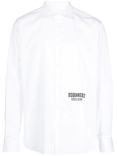 Cotton Shirt With Contrasting Color Logo - Dsquared2 - Modalova