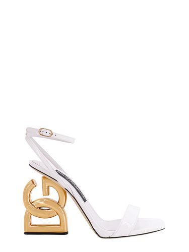 Patent Leather Sandals With Metal Monogram Heel - Dolce & Gabbana - Modalova