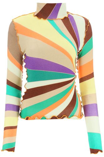 Multicolored Turtleneck Sweater With Gathered Stitching - SIEDRES - Modalova