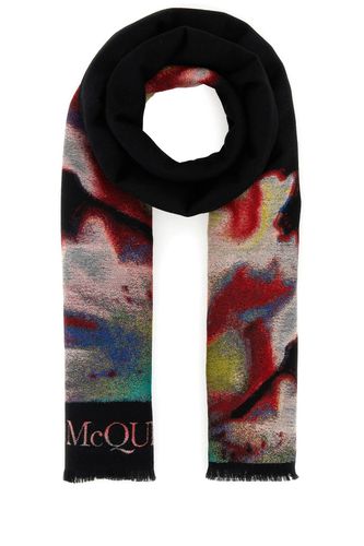 Embroidered Wool Blend Scarf - Alexander McQueen - Modalova