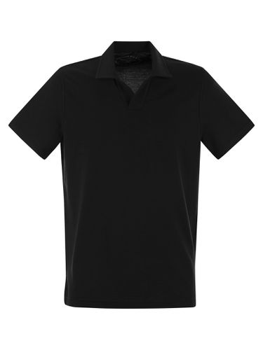 Cotton Polo Shirt With Open Collar - Fedeli - Modalova