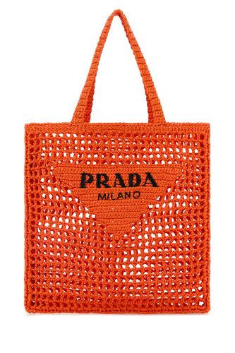 Fluo Orange Raffia Shopping Bag - Prada - Modalova