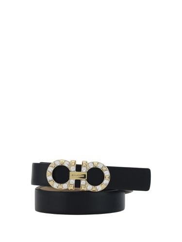 Reversible Belt With gancini Rhinestones - Ferragamo - Modalova