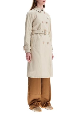 Beige Cotton Double-breasted Trench Coat With Adjustable Sleeves - Herno - Modalova