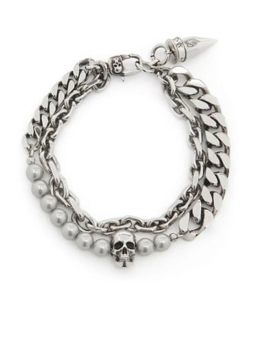 Bracelet With Pearls And Skull Studs - Alexander McQueen - Modalova