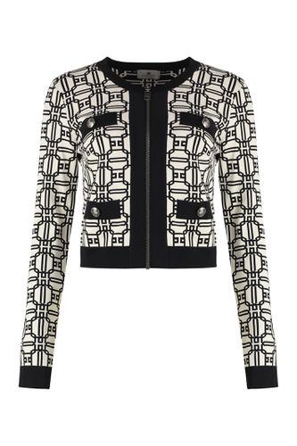 Jacquard Knit Cardigan - Elisabetta Franchi - Modalova