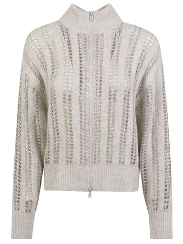 Stripe Pattern Embellished Zip Jacket - Brunello Cucinelli - Modalova