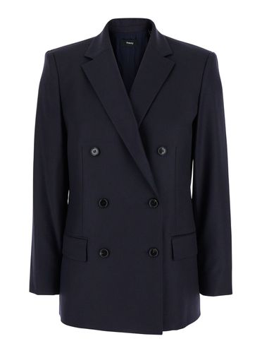 Double-breasted Jacket With Notched Revers In Wool Woman - Theory - Modalova