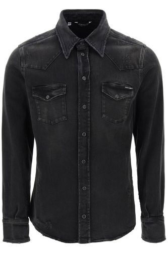 Distressed Denim Western Shirt - Dolce & Gabbana - Modalova