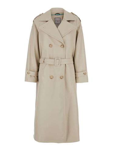 Double-breasted Trench Coat With Wide Notched Revers In Tech Fabric Woman - urbancode - Modalova