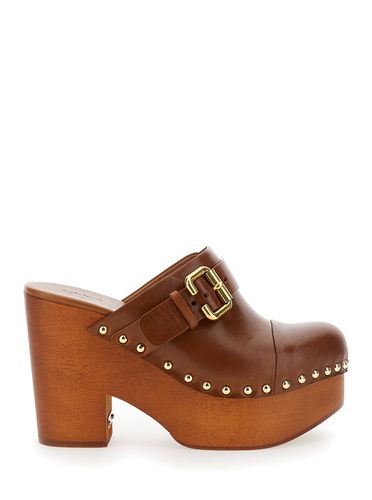 Jeanette Wedge Clog In Leather And Wool Woman - Chloé - Modalova