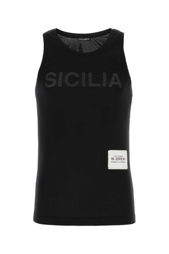 Black Cotton Tank Top - Dolce & Gabbana - Modalova