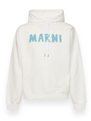 Logo Printed Drawstring Hoodie - Marni - Modalova