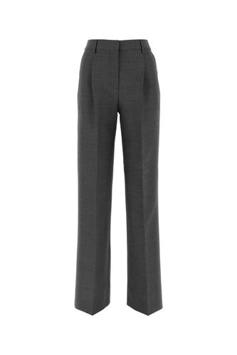 Dark Grey Wool Wide-leg Pant - Burberry - Modalova