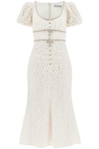 Floral Lace Midi Dress With Crystal Embell - self-portrait - Modalova