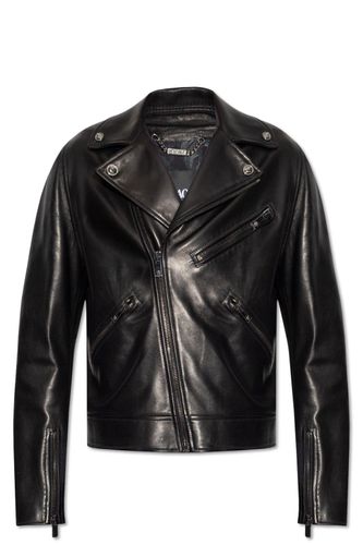 Versace Zip-up Leather Biker Jacket - Versace - Modalova