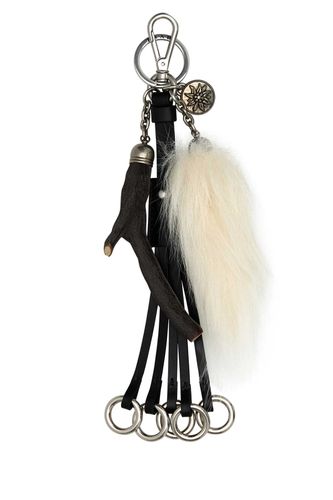 Prada Black Leather Key Ring - Prada - Modalova