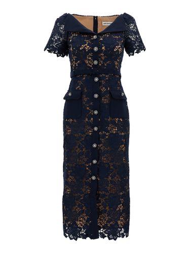 Midi Dress With Jewel Buttons In Lace Woman - self-portrait - Modalova