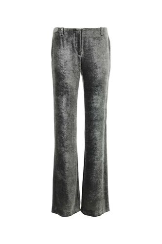 Silver Velvet Wide-leg Pant - Alberta Ferretti - Modalova