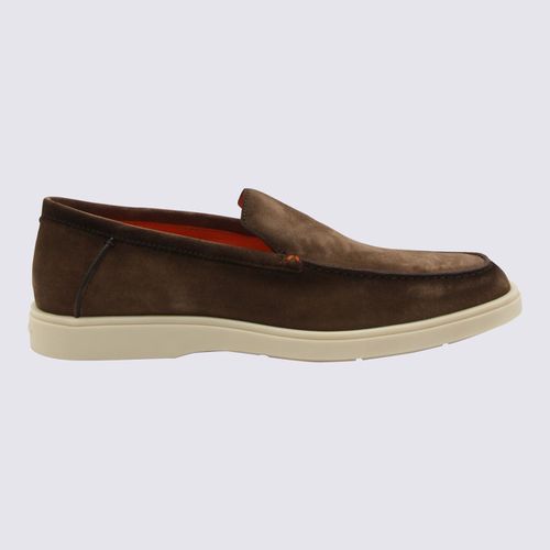 Santoni Brown Suede Loafers - Santoni - Modalova