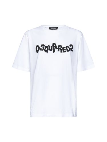 White T-shirt With Contrast Logo - Dsquared2 - Modalova