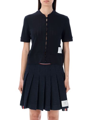 S/s Cardigan In Pointelle Rib - Thom Browne - Modalova