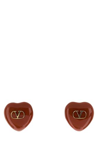 Red Enamel And Metal Coeur Royal Earrings - Valentino Garavani - Modalova