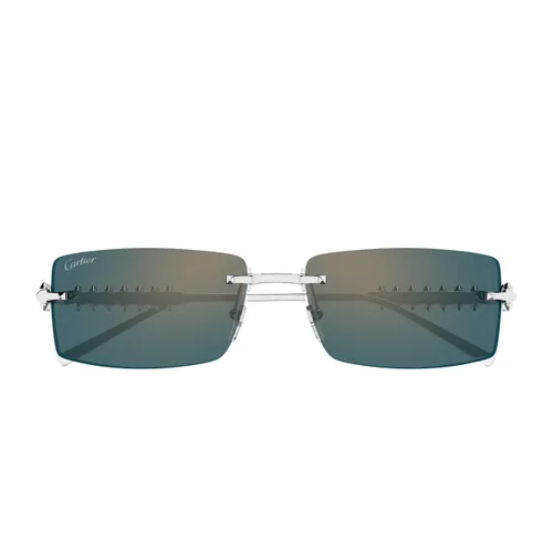 Cartier Ct0604s Clash De Cartier 005 Silver Green Sunglasses - Cartier Eyewear - Modalova