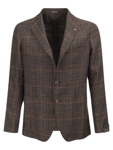 Wool, Silk And Linen Jacket With Tartan Pattern - Tagliatore - Modalova