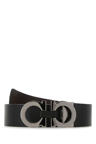 Black Leather Reversible Belt - Ferragamo - Modalova