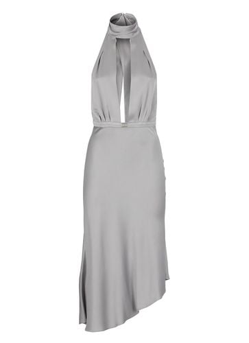 Satin Midi Dress With Asymmetric Skirt - Elisabetta Franchi - Modalova