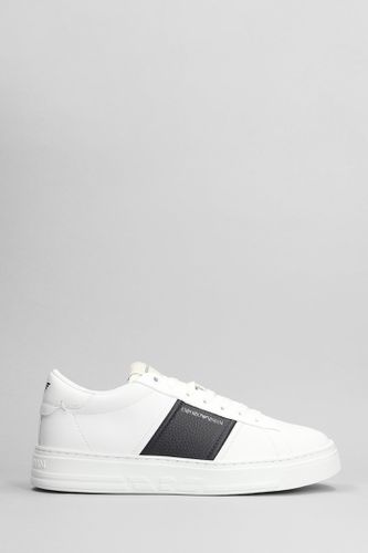 Sneakers In White Leather - Emporio Armani - Modalova