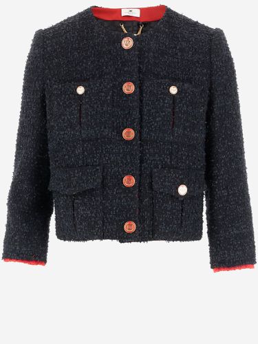 Tweed Crop Jacket - Elisabetta Franchi - Modalova