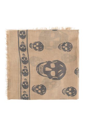 Classic Skull Printed Frayed-edeg Scarf - Alexander McQueen - Modalova