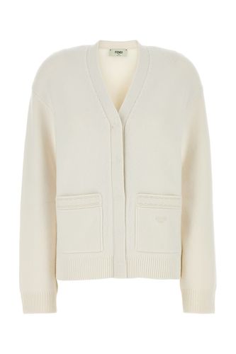 Fendi White Cashmere Blend Cardigan - Fendi - Modalova