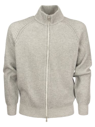 Zipped Cardigan Sweater With High Vanisè Collar In Cashmere - Brunello Cucinelli - Modalova