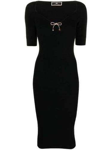 Short Sleeves Heart Neck Midi Dress - Elisabetta Franchi - Modalova