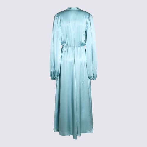 Light Blue Satin Matera Long Dress - Crida Milano - Modalova