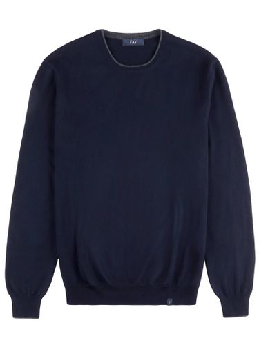 Fay Jumper In Blue Shaved Wool Knit - Fay - Modalova