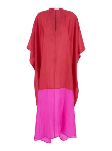 Red And Pink Maxi Dress In Silk Woman - The Rose Ibiza - Modalova