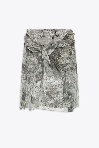 Akaso-jeany Light grey denim skirt with knotted chiffon shirt - O Jeany - Diesel - Modalova